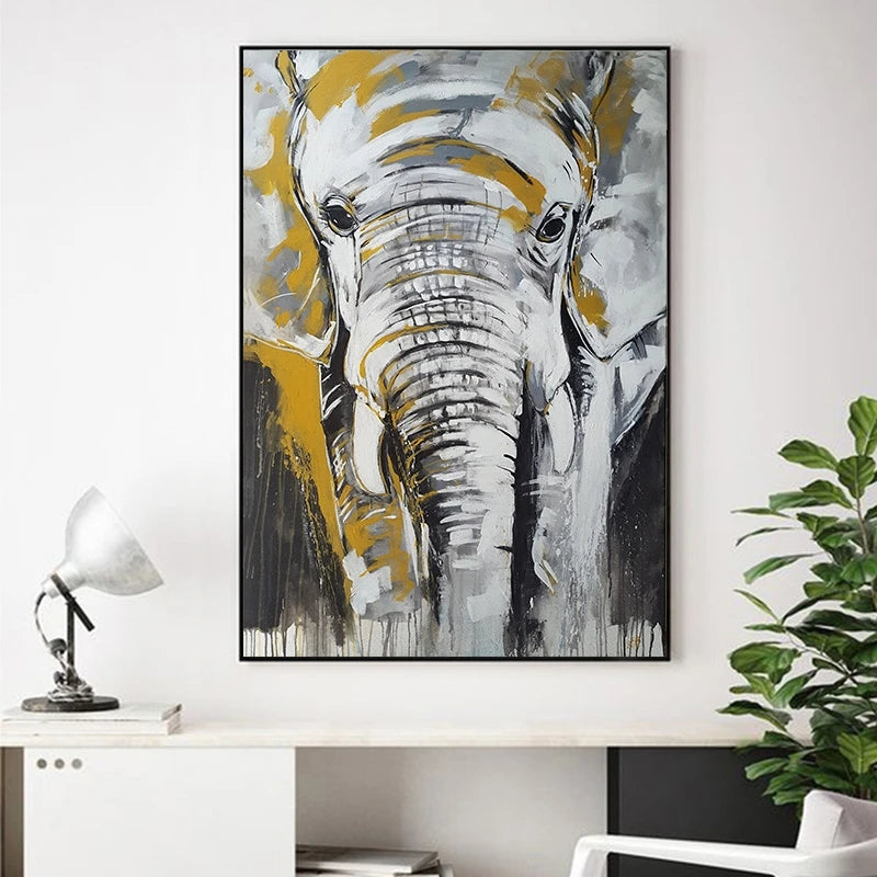 Arte abstrata animais pintura em tela elefante arte da parede quadros quadros em tela para sala de estar sem moldura