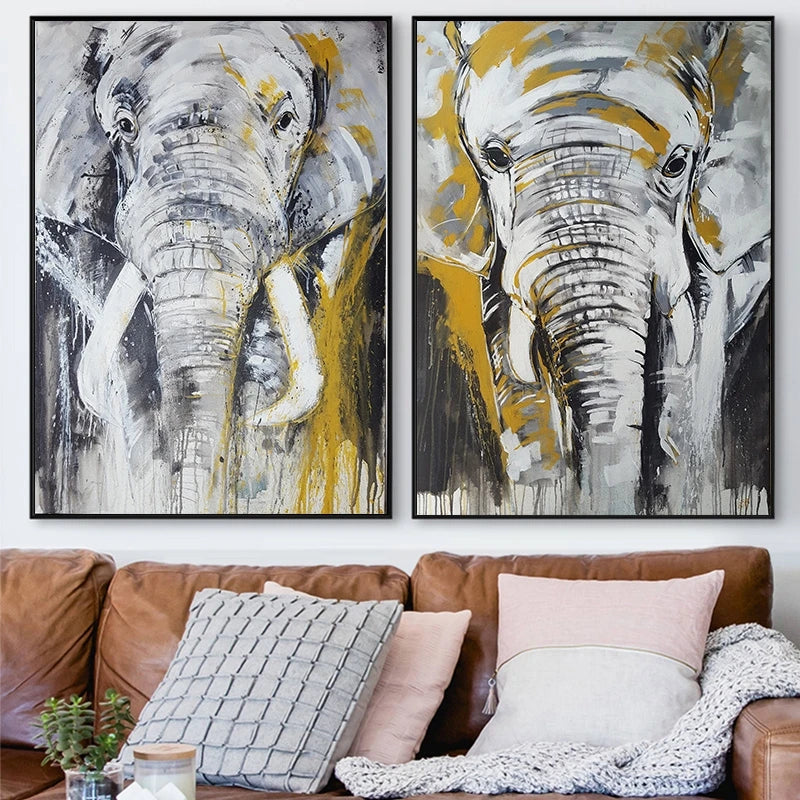 Arte abstrata animais pintura em tela elefante arte da parede quadros quadros em tela para sala de estar sem moldura