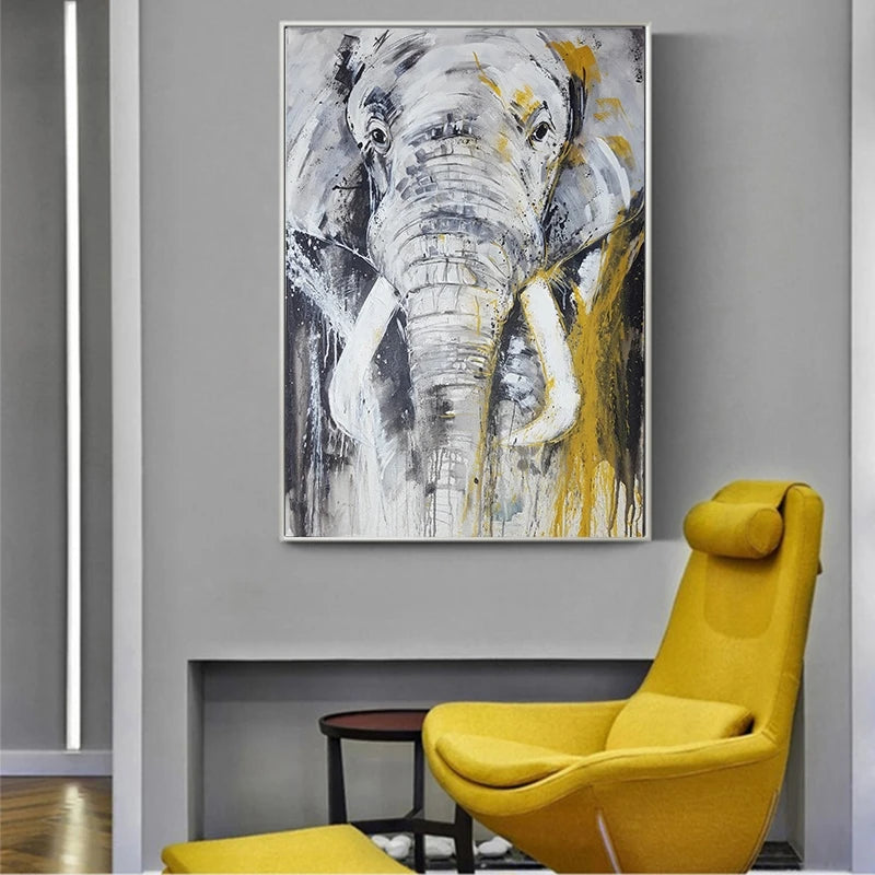 Arte abstrata animais pintura em tela elefante arte da parede quadros quadros em tela para sala de estar sem moldura