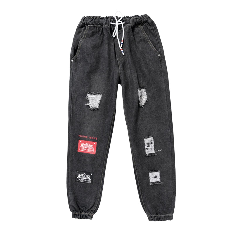 Modis jeans rasgado, jeans para homens streetwear calças hip hop denim calça jeans masculina