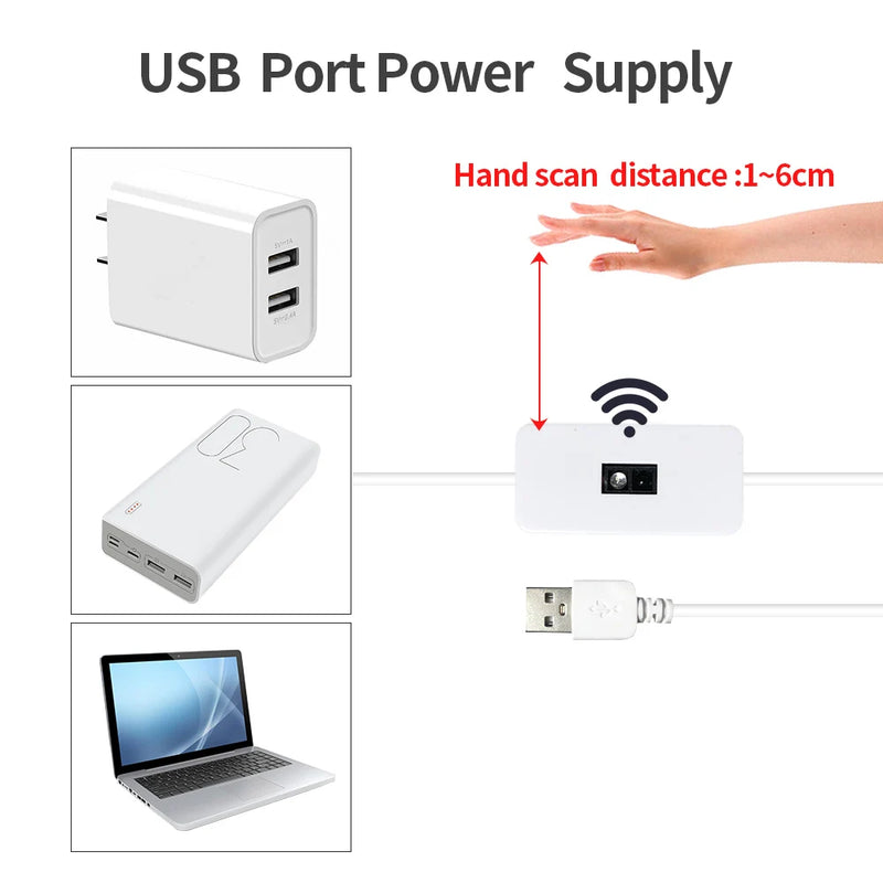 Dc 5v lâmpada usb movimento led backlight tv cozinha tira led mão varredura on off sensor luz luzes de diodo fita dupla face