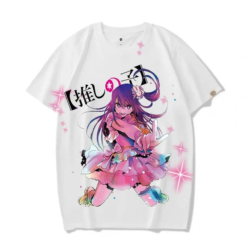 OSHI NO KO Hoshino Ai Anime Camiseta de manga curta feminina, Hoshino Rubii, Kawaii Cartoon Graphic Y2K