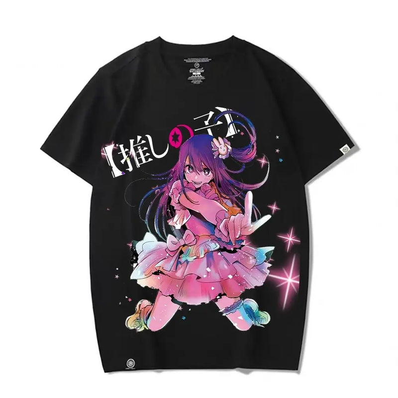 OSHI NO KO Hoshino Ai Anime Camiseta de manga curta feminina, Hoshino Rubii, Kawaii Cartoon Graphic Y2K