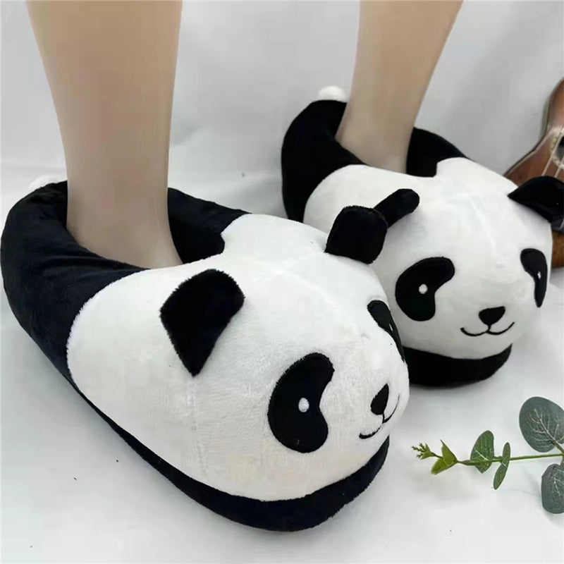 Chinelos de pelúcia unissex , chinelos fofos de panda para inverno, quentes, engraçados, tamanho único