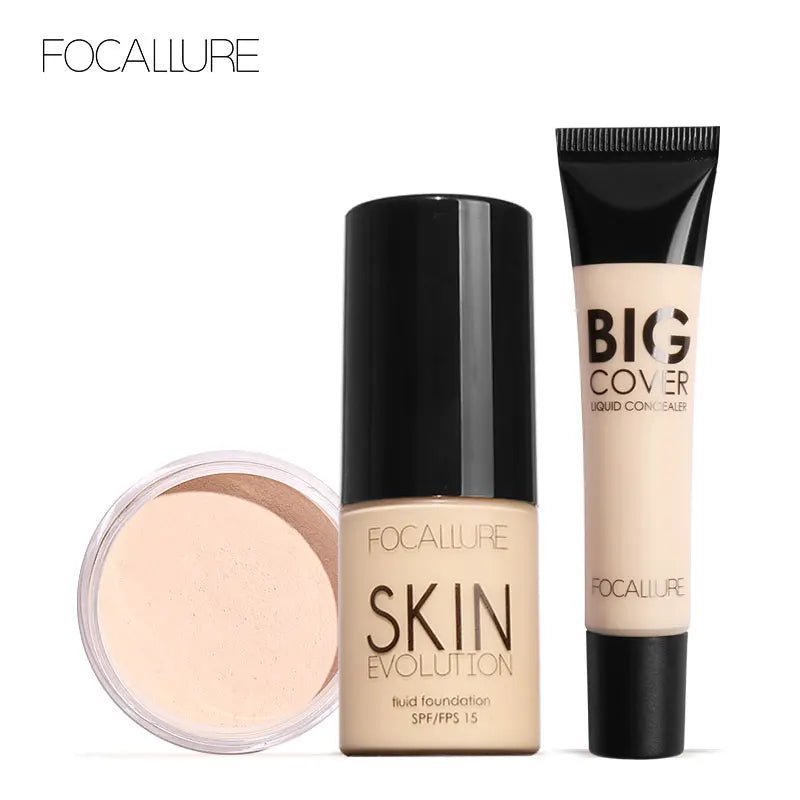 Conjunto de maquiagem, inclui base líquida corretivo facial creme pó solto kit cosmético feminino