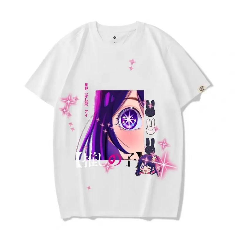 OSHI NO KO Hoshino Ai Anime Camiseta de manga curta feminina, Hoshino Rubii, Kawaii Cartoon Graphic Y2K