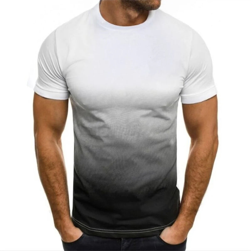 Gradiente de cor camisas masculinas streetwear verano