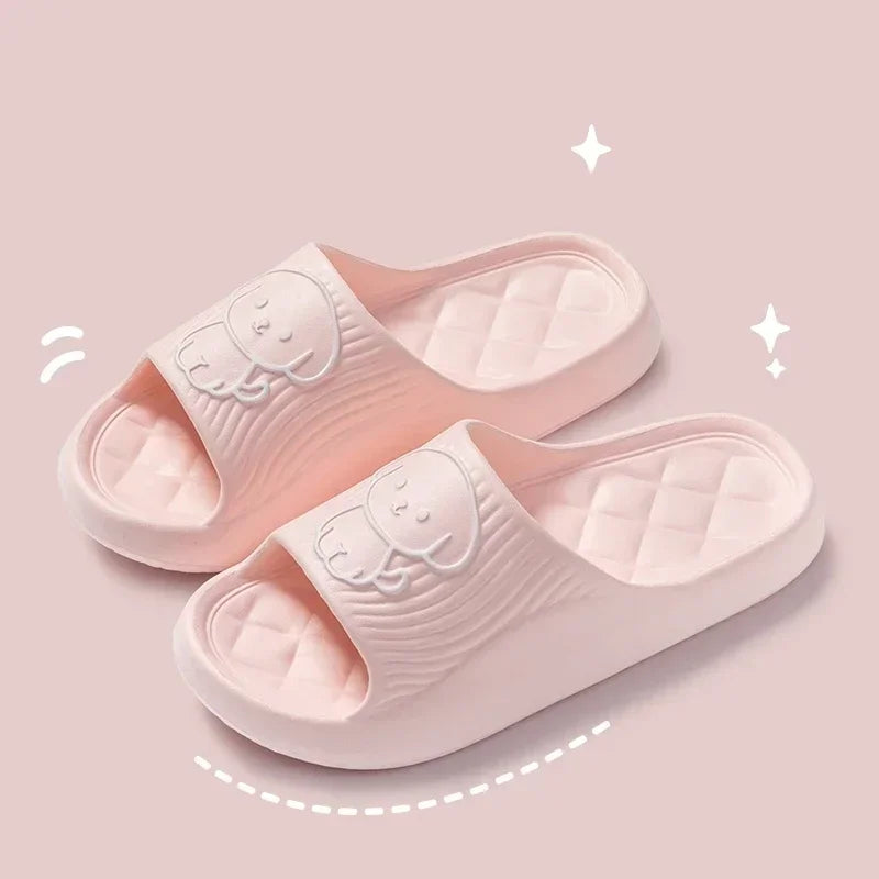 Trend Cartoon Puppy Summer Couple Non-slip Soft Slides Lithe Comfort Sandals Men Women Casual Slippers Ladies' Home Flip Flops