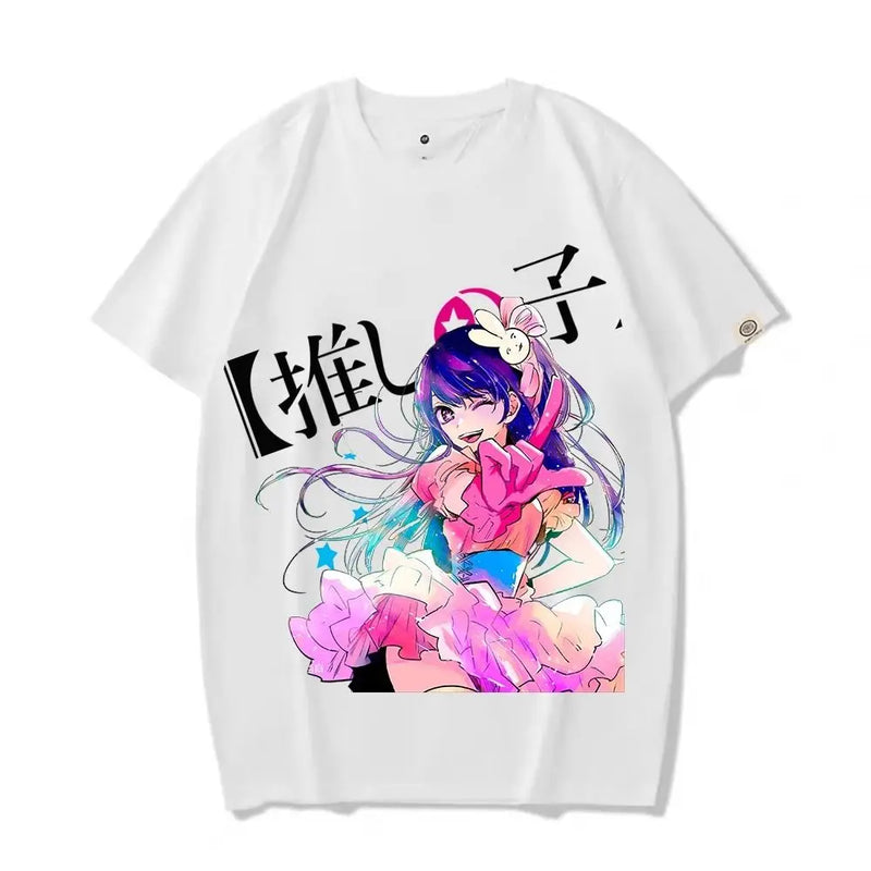 OSHI NO KO Hoshino Ai Anime Camiseta de manga curta feminina, Hoshino Rubii, Kawaii Cartoon Graphic Y2K