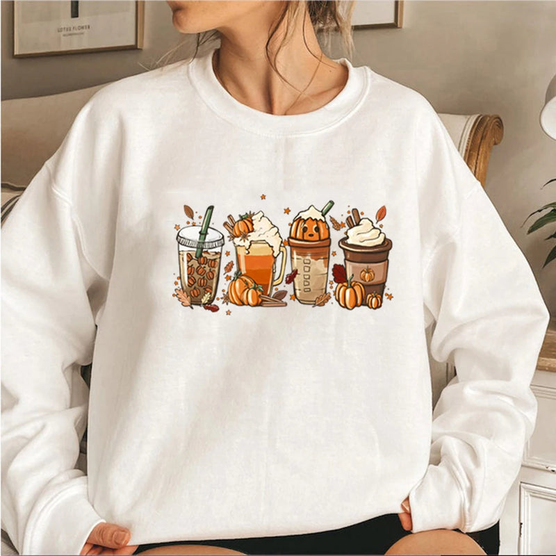 Outono café moletom bonito outono moletom com capuz de ação de graças halloween hoodies roupas femininas amante do café pullovers topos