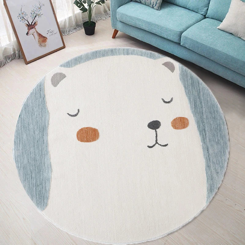 Tapete redondo com estampa de animal fofo, decoração de quarto e sala de estar