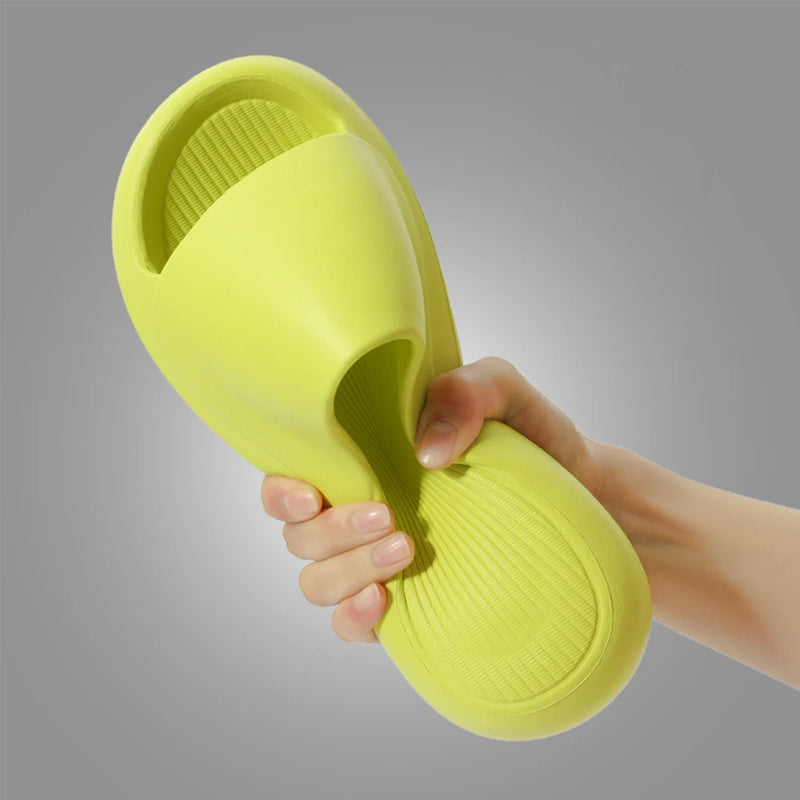 Women Bathroom Slippers Cloud Cushion Slides Summer Soft Thick Platform Home Men Indoor Non-slip Flat Flip Flops Quick Drying