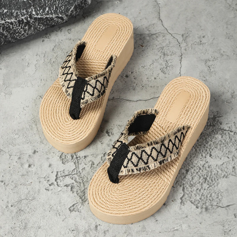 Women's fashion trend anti-slip wear soft sole high heel flip-flops