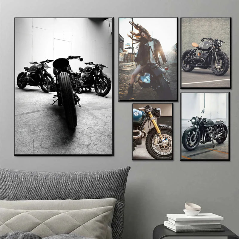 Motorcycle Knight Locomotive Canvas Painting Female Knight Posters and Prints Wall Art Picture for Living Room Home Decor Quadro