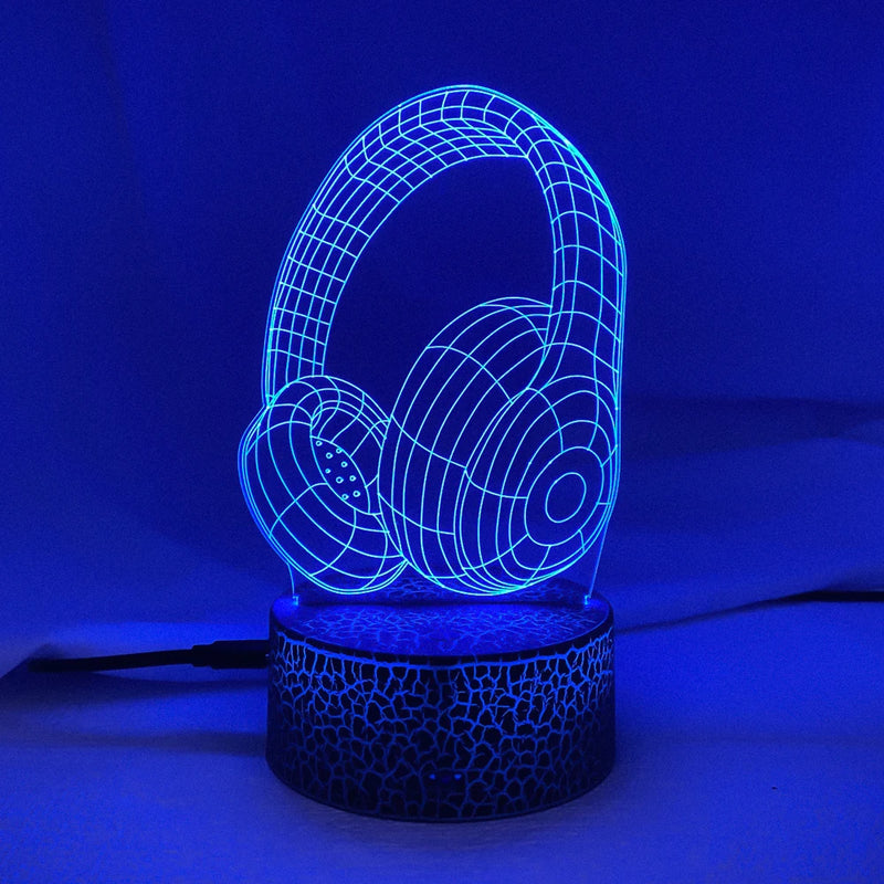 Luminária fones de ouvido LED 3D NightLight Acrílico