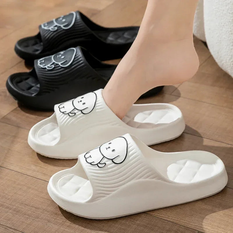 Trend Cartoon Puppy Summer Couple Non-slip Soft Slides Lithe Comfort Sandals Men Women Casual Slippers Ladies' Home Flip Flops