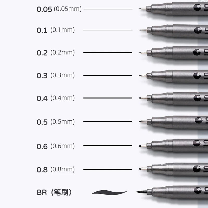 Marcadores de mangá Caneta de agulha preta Desenho Esboço Micron Canetas Papelaria japonesa Material escolar Arte Sakura Pigmento Caneta Fineliner